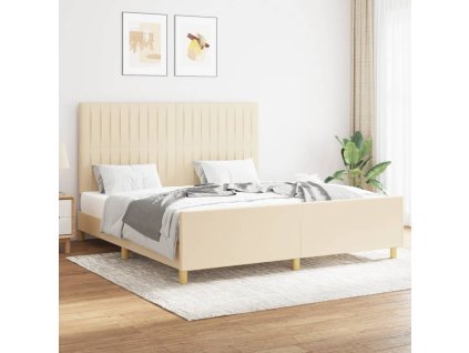 Rám postele bez matrace krémový 160 x 200 cm textil 3125232