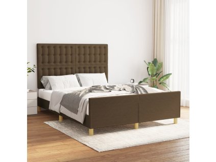 Rám postele bez matrace tmavě hnědý 140 x 190 cm textil 3125376