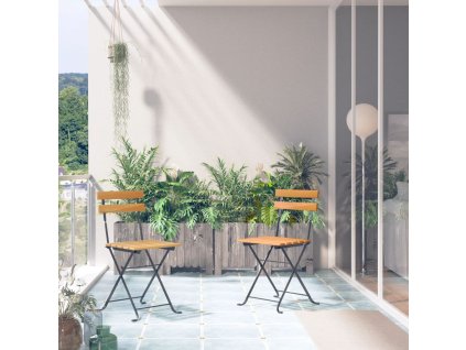 Skládací zahradní židle 2 ks ocel a masivní akáciové dřevo 313160