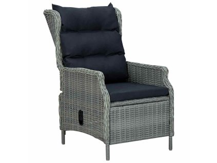 Polohovatelné zahradní křeslo s poduškami polyratan světle šedé 313301