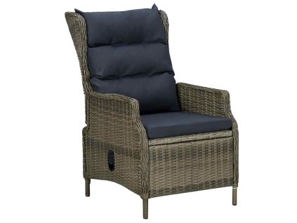 Polohovatelné zahradní křeslo s poduškami polyratan hnědé 313302