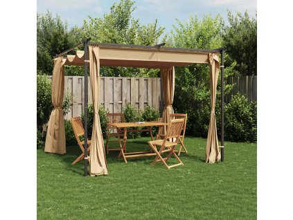 Altán se závěsy 3 x 3 m taupe ocel 313897