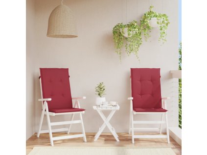 Podušky na židli vysoké opěradlo 2 ks vínové 120x50x3 cm textil 314113