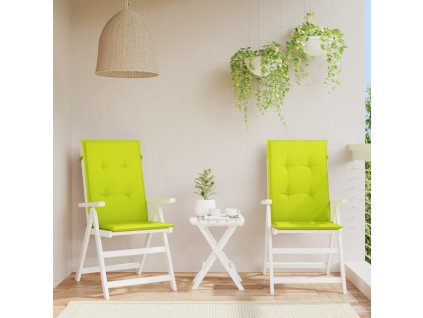 Podušky na židli vysoké opěradlo 2 ks jasně zelené 120x50x3 cm 314119