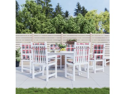 Podušky na židli nízké opěradlo 6ks červené kárované 100x50x3cm 314154