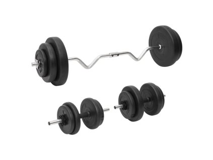 Sada lomené obouruční a jednoručních činek se závažím 60 kg 3145026