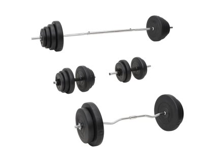 Sada obouruční a jednoručních činek se závažím 120 kg 3145031