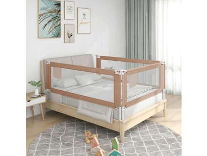 Dětská zábrana k postýlce taupe 140 x 25 cm textil 10219