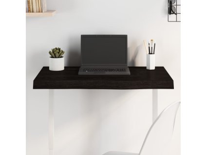 Stolní deska tmavě hnědá 80x50x(2-6)cm ošetřený masivní dub 3156421