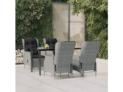 5dílný zahradní jídelní set světle šedý polyratan 3156794
