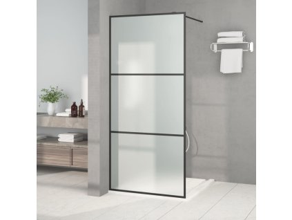 Sprchová zástěna walk-in černá 90 x 195 cm mléčné ESG sklo 152111