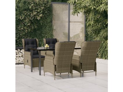 5dílný zahradní jídelní set hnědý polyratan 3156798