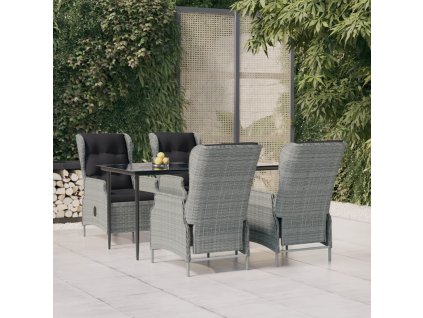5dílný zahradní jídelní set světle šedý polyratan 3156806