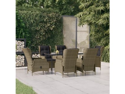 7dílný zahradní jídelní set hnědý polyratan 3156811