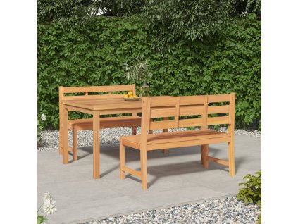 3dílný zahradní jídelní set masivní teakové dřevo 3157196