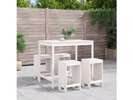 5dílný zahradní barový set bílý masivní borové dřevo 3157746
