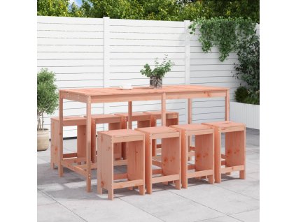 9dílný zahradní barový set masivní dřevo douglasky 3157762