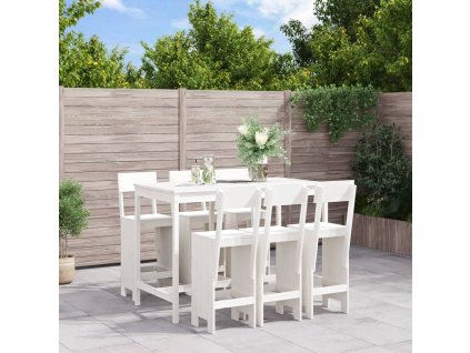 7dílný zahradní barový set bílý masivní borové dřevo 3157812