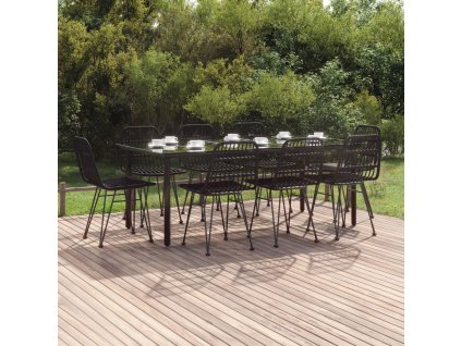 9dílný zahradní jídelní set černý polyratan 3157900