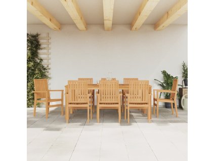 9dílný zahradní jídelní set masivní teakové dřevo 3157922