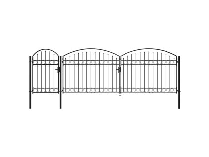 Zahradní plotová branka s obloukem ocelová 1,75 x 5 m černá 144371