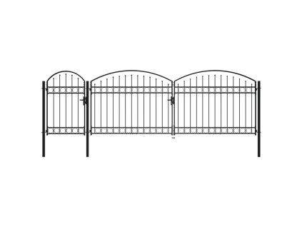 Zahradní plotová branka s obloukem ocelová 2 x 5 m černá 144372
