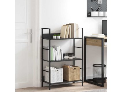 Knihovna se 3 policemi černá 60x27,6x90,5 cm kompozitní dřevo 288218