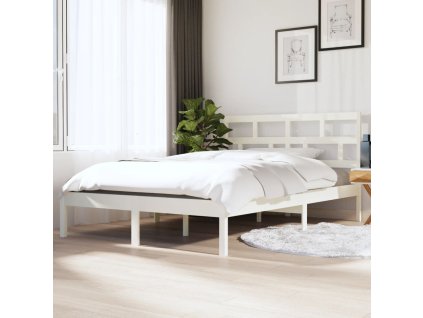 Rám postele bílý 135 x 190 cm Double masivní dřevo 3101194