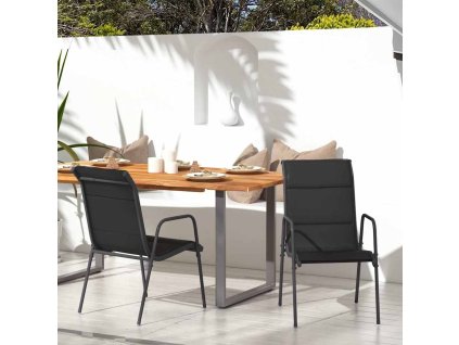 Zahradní židle 2 ks ocel a textilen černé 316820