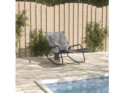 Zahradní lehátko ocel a textilen šedé 317592