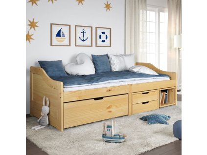 Válenda se 3 zásuvkami IRUN 90x200 cm masivní borové dřevo 3185213