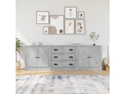 Příborníky 3 ks betonově šedé kompozitní dřevo 3185219