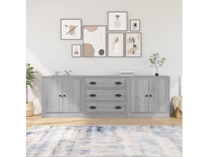 Příborníky 3 ks šedé sonoma kompozitní dřevo 3185221