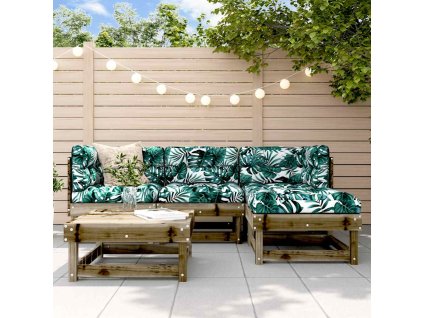 5dílná zahradní sedací souprava a podušky impregnovaná borovice 3185793