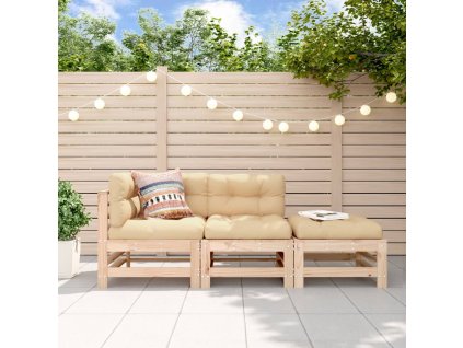 3dílná zahradní sedací souprava s poduškami masivní dřevo 3186032