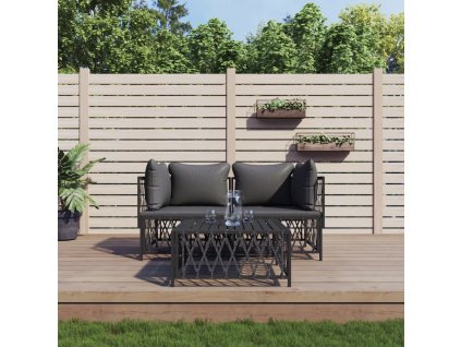 3dílná zahradní sedací souprava s poduškami antracitová ocel 3186815