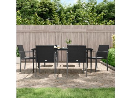 7dílný zahradní jídelní set s poduškami polyratan a ocel 3186951