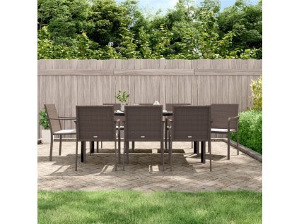 9dílný zahradní jídelní set s poduškami polyratan a ocel 3186966