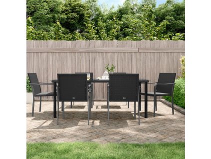 7dílný zahradní jídelní set s poduškami polyratan a ocel 3186967