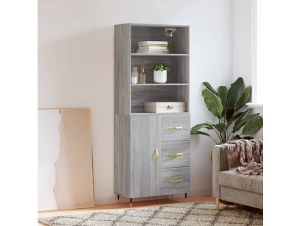 Skříň highboard šedá sonoma 69,5 x 34 x 180 cm kompozitní dřevo 3189427