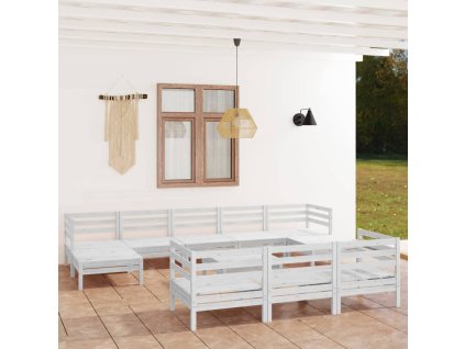 11dílná zahradní sedací souprava bílá masivní borovice 3083390