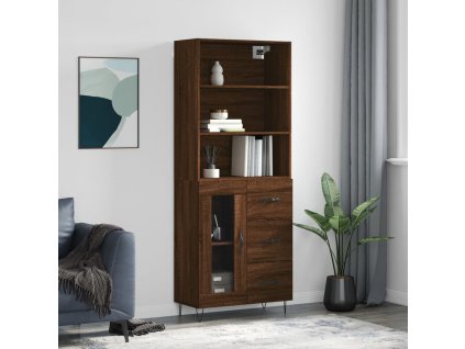 Skříň highboard hnědý dub 69,5 x 34 x 180 cm kompozitní dřevo 3189508
