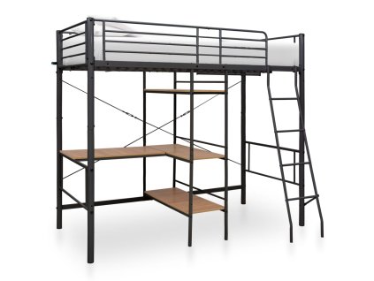 Rám poschoďové postele se stolem šedý kov 90 x 200 cm 287908