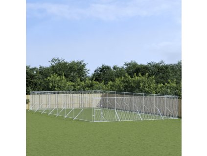 Venkovní psí kotec stříbrný 8 x 16 x 2 m pozinkovaná ocel 3190466