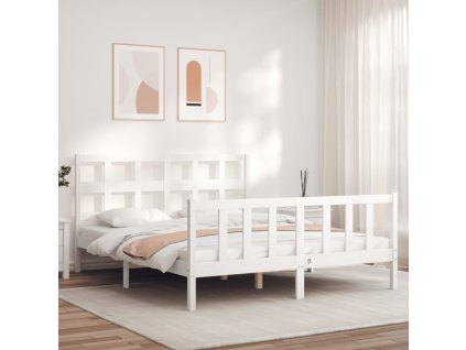 Postel bez matrace bílá 160 x 200 cm masivní borovice 3193022