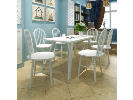 Jídelní židle 6 ks bílé masivní dřevo 272090