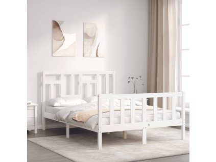 Rám postele s čelem bílý Small Double masivní dřevo 3193112