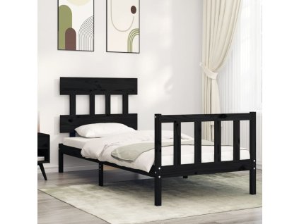 Rám postele s čelem černý Small Single masivní dřevo 3193300