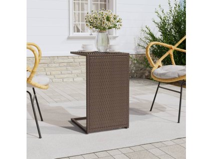 Stolek ve tvaru C hnědý 40 x 35 x 60 cm polyratan 319407