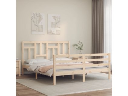 Rám postele s čelem 160 x 200 cm masivní dřevo 3194971
